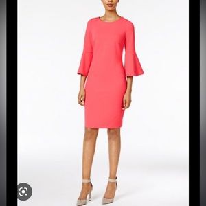 Calvin Klein bell sleeve dress coral sz. 2